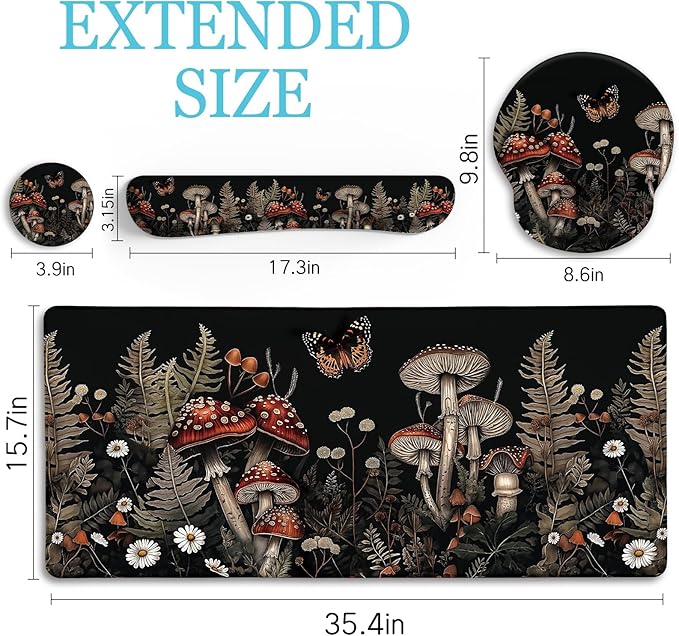 LIMKRIAN Mushroom Mouse Pad Set Large Desk Matt - Image 4