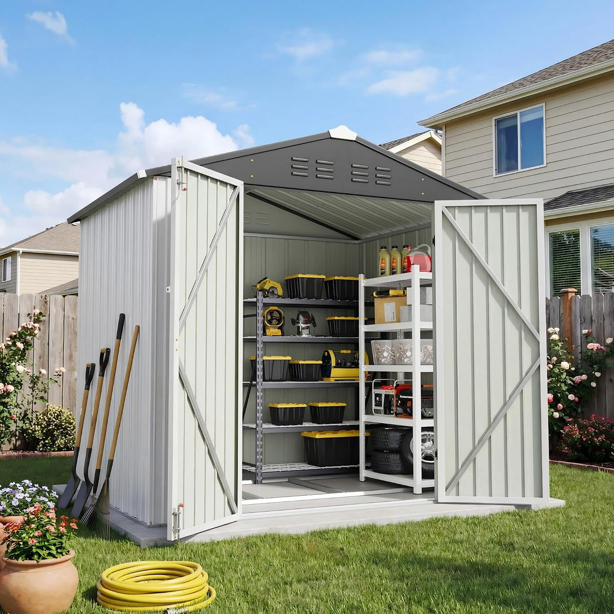 patiowell 6x4 ft outdoor storage shed with floor, main product view