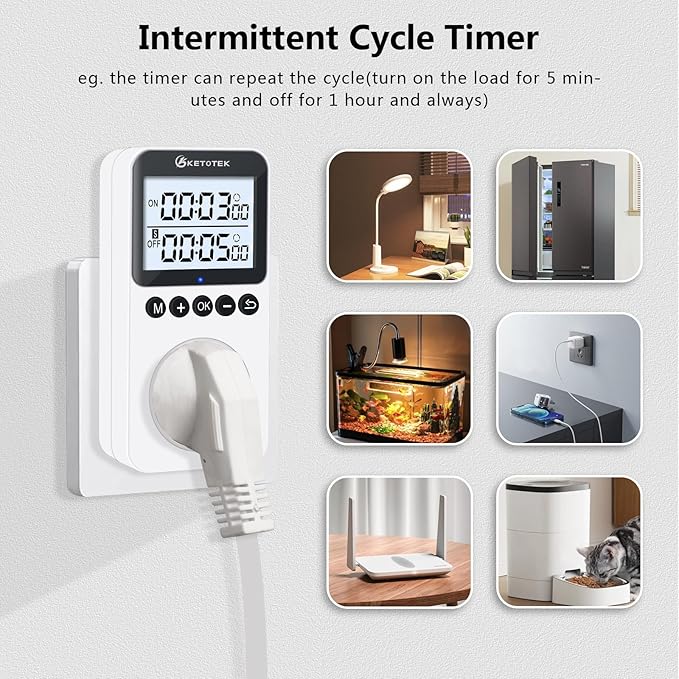 KETOTEK KTTS02 Digital Timer Outlet Plug in Timer Switch Socket Indoor Infinite - Image 2