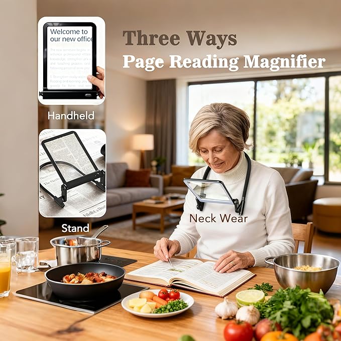 Magnifying Glass with Light for Reading, Hands Free Page Reading Magnifier for - Image 4
