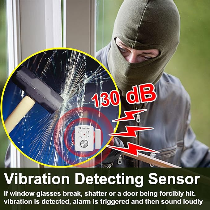 3 Pack Door Alarms with Delay When Left Open 130db Window Break Sliding Siren - Image 5