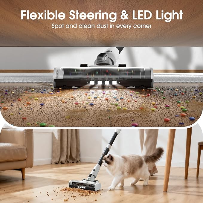 Klarpul Cordless Vacuum Cleaner, 2 Batteries 140 Mins Runtime 600W 50Kpa Stick - Image 5