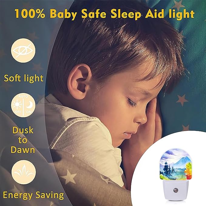 Axxitude Watercolor Mountain Forest Night Lights Plug into Wall - Image 4