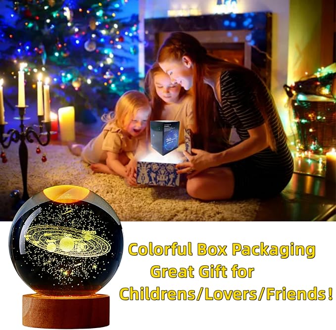 Conalisk 3D Solar System Crystal Ball Lamp, 3.15 Inch K9 Crystal Ball Night - Image 4
