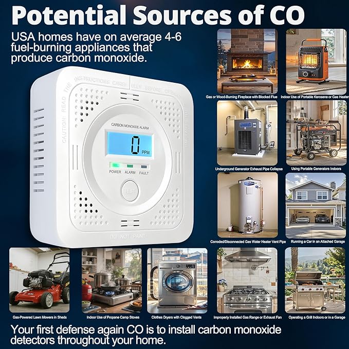 Carbon Monoxide detectors with LCD Constant Display, 85db Alarm & Low Power - Image 6