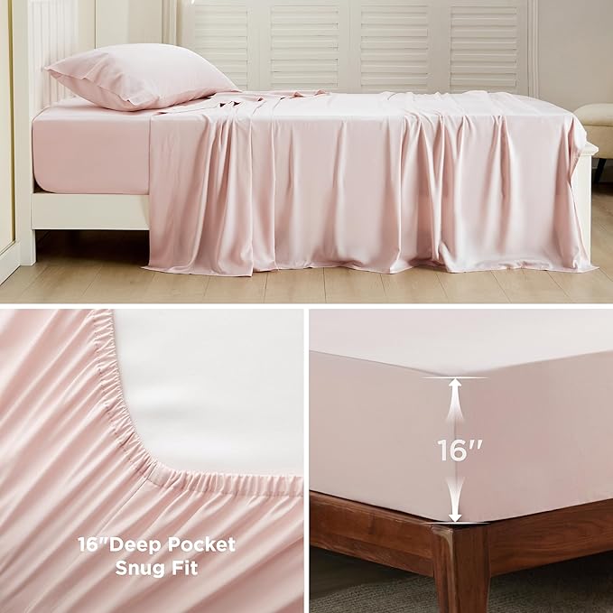 Bedsure Cooling Sheets Twin, Rayon Derived from Bamboo, Breathable & Soft Twin - Image 4