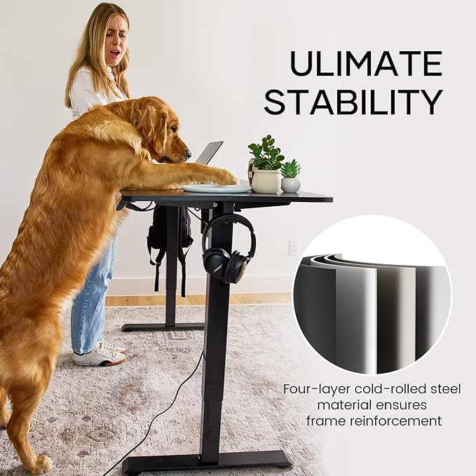 Veken 39.4" Small Electric Standing Desk, Adjustable Height Office Desk - Image 5