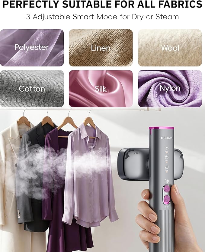 OGHom Steamer for Clothes, 110-240V Travel Steamer & Iron 2 in 1, 1000W - Image 4