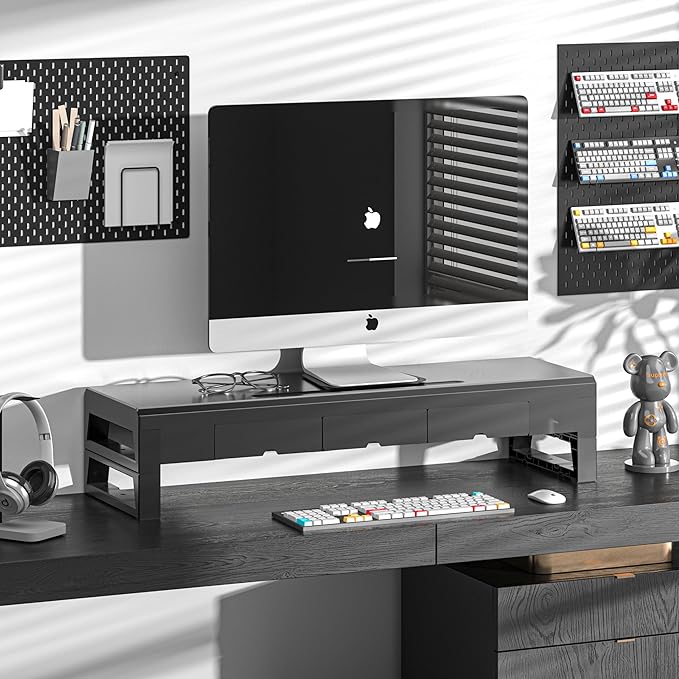 Computer monitor stand with 3 drawer ，Laptop Desk Shelf & Monitor Riser， 27.55 - Image 2