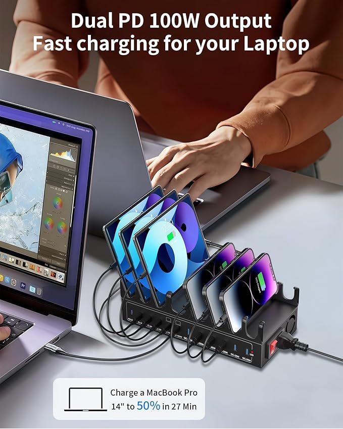 470W Charging Station for Multiple Devices, 12-Port USB C Charging Station - Image 4