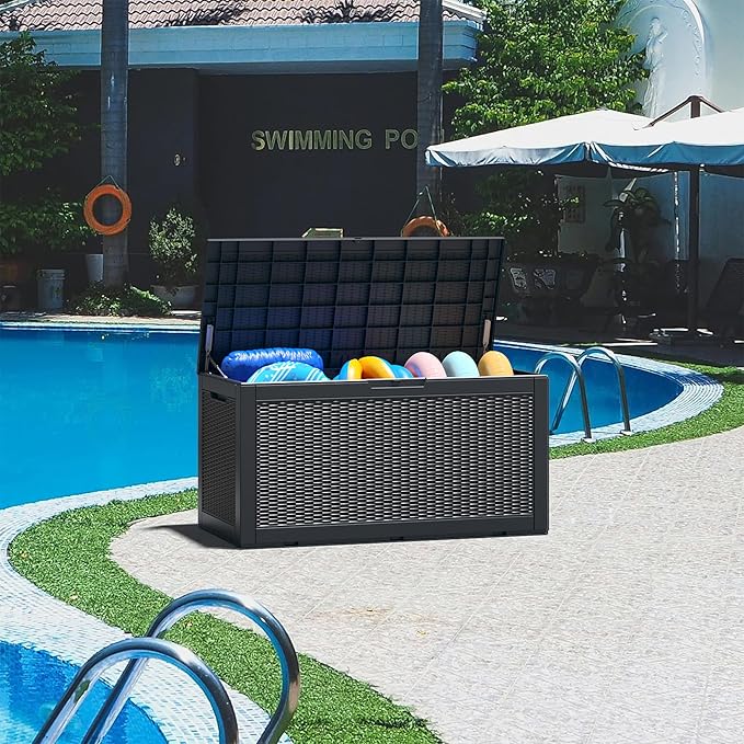NUNU LAB 102 Gallon Large Waterproof Resin Deck Box, Lockable Outdoor Storage - Image 9