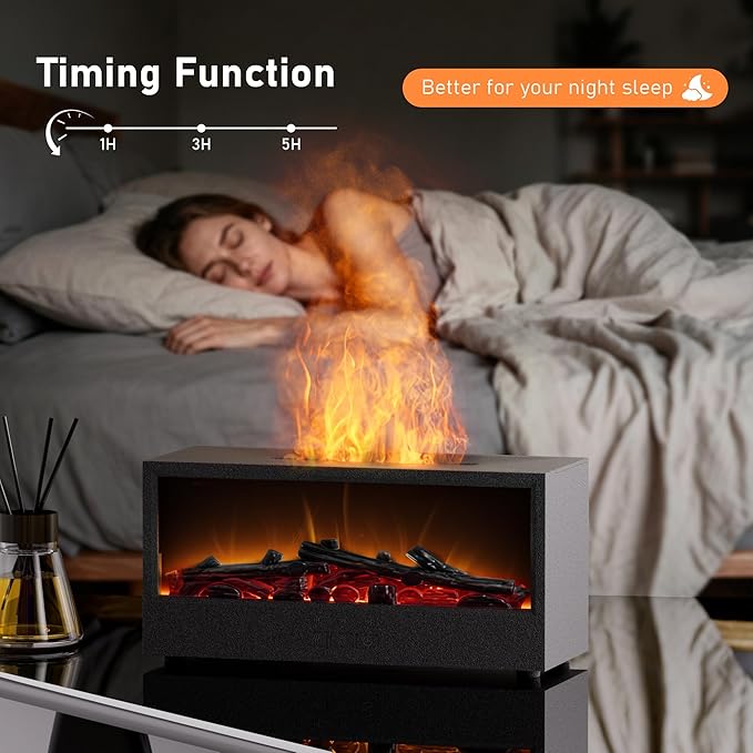 Fireplace Flame Air Diffuser Humidifier, 7 Colors Aromatherapy Essential Oil - Image 3