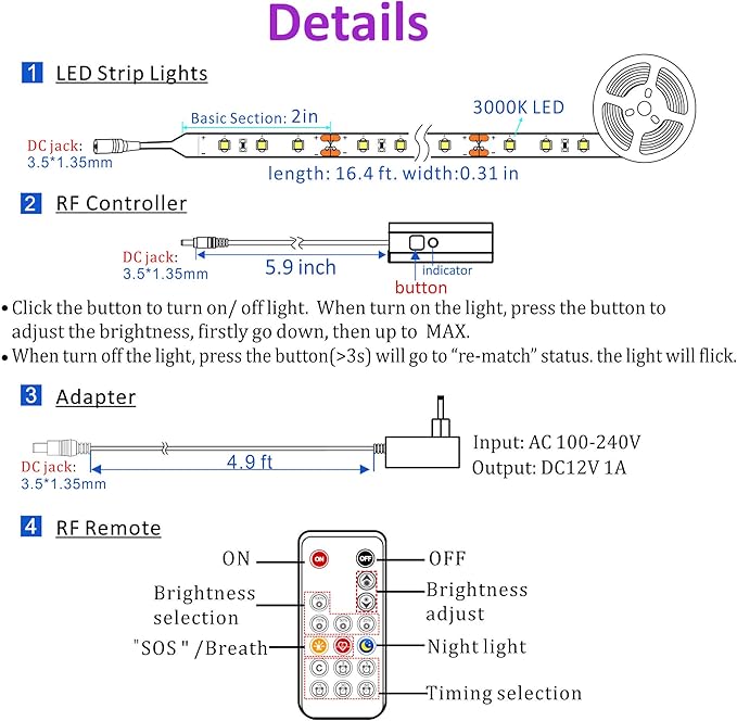 WOBANE Warm White LED Strip, Dimmable LED Light Strips - Image 7