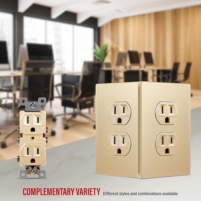 ENERLITES Elite Series Duplex Outlet Receptacle Cover, Screwless Wall Plate - Image 6