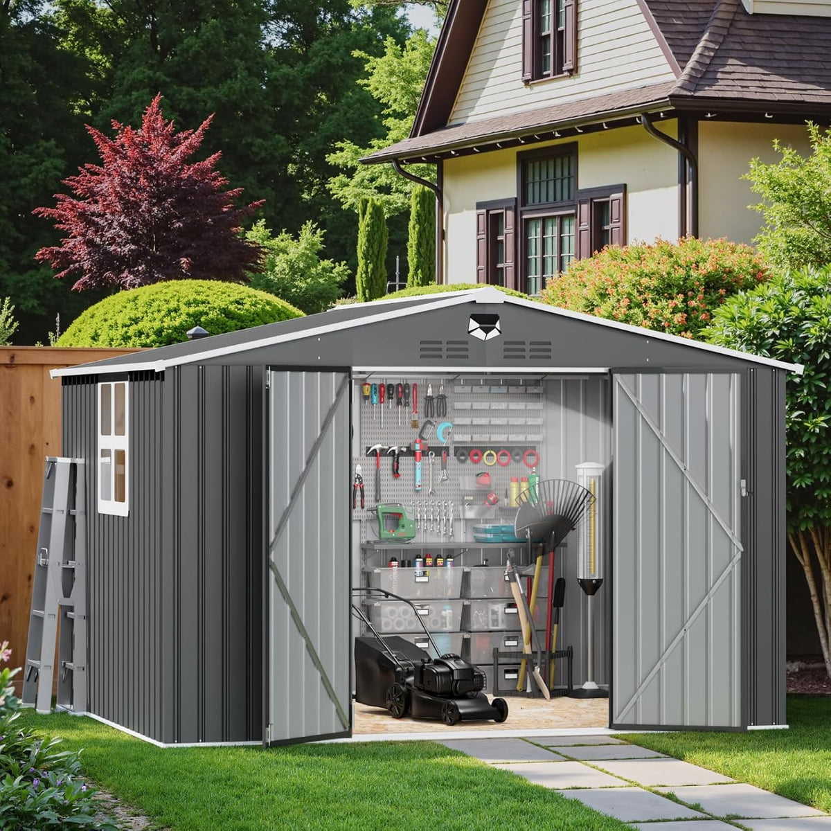 10x8 ft metal storage shed with window,outdoor storage, main product view