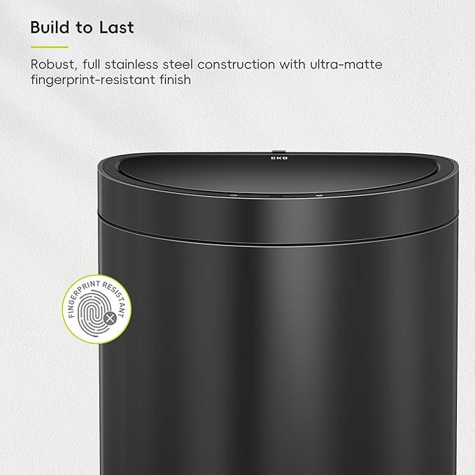 EKO Mirage Semi-Round 47L / 12.4 Gal Motion Sensor Trash Can, Automatic Kitchen - Image 7