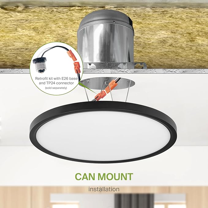 ASD LED 12" Round Flush Mount Ceiling Light Fixture, Low Profile Surface - Image 8