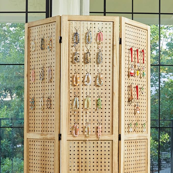 Pegboard Display, 5.6Ft Portable Freestanding Wall Organizer Wooden Room - Image 2