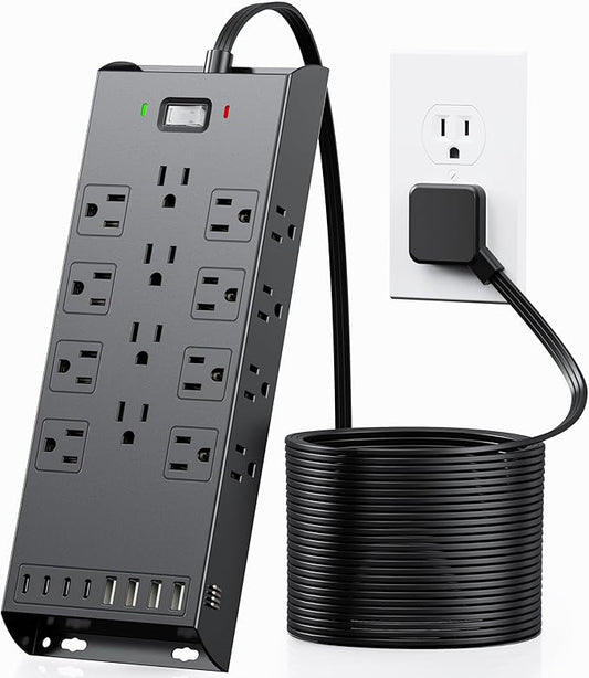 Surge Protector Power Strip 4800J, LeZone 10Ft Long Extension Cord Flat Plug by Unknown