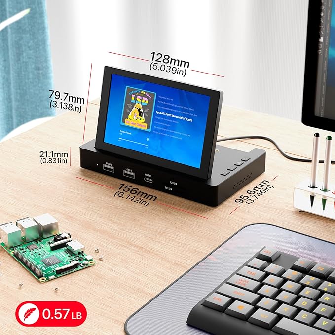 ROADOM 5'' Mini Monitor with Raspberry Pi Mount Holes & USB HUB, Type-C - Image 8