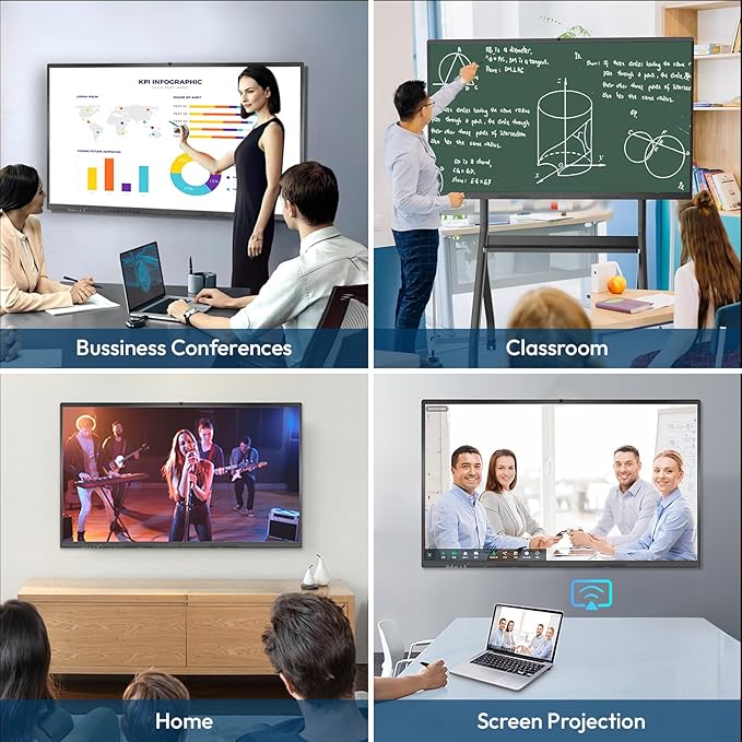 YIXZSWD Smart Board, 65 Inch Interactive Whiteboard 4K Touchscreen Built in - Image 8
