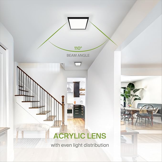 ASD LED 12" Square Flush Mount Ceiling Light Fixture, Low Profile Surface - Image 6