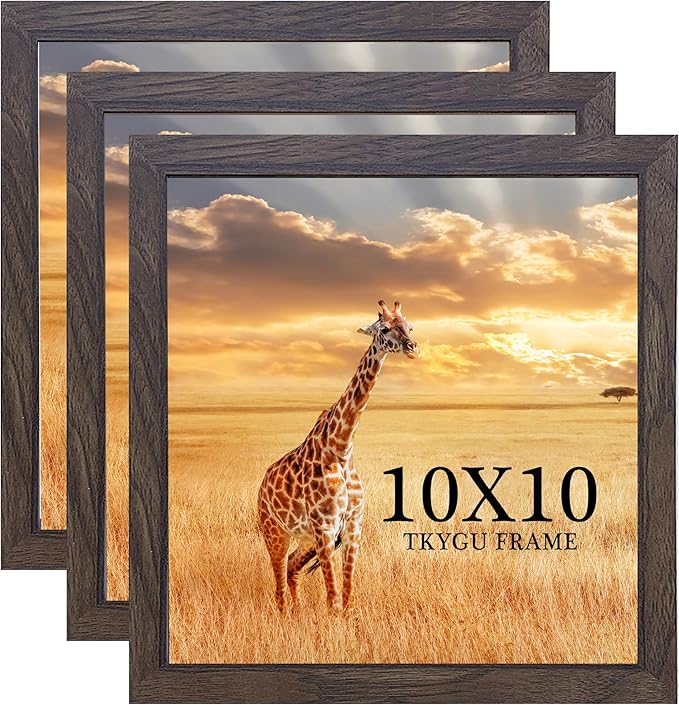 TKYGU 10x10 Picture Frame Set of 3, walnut Wooden Frame 10 by 10 Square Wall by TKYGU
