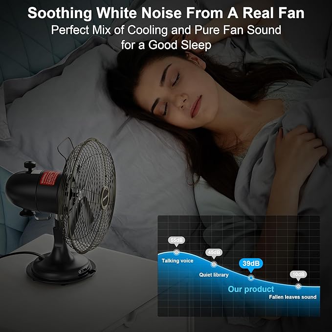 AMACOOL Oscillating Vintage Fan, All Metal 8" Retro Table Top Fan, Adjustable - Image 2