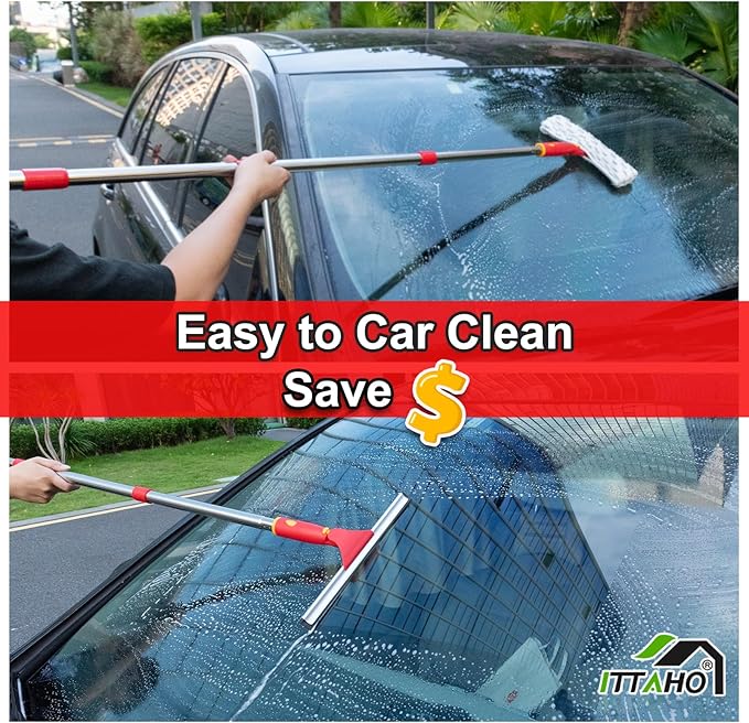 ITTAHO Squeegee for Window Cleaning, Extendable Window Cleaner for Car - Image 8