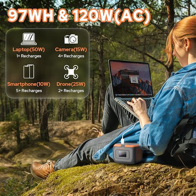 Portable Power Station with Foldable Solar Panel Charger 30W, 120W Camping - Image 6