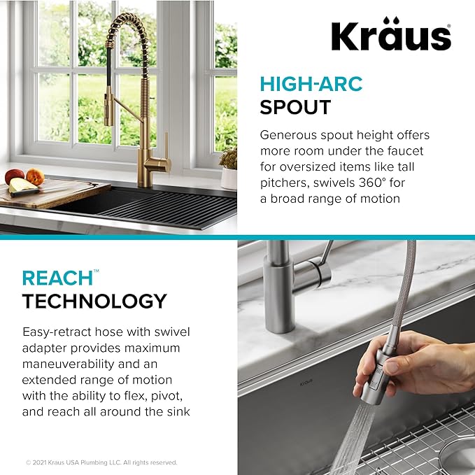 KRAUS Oletto Commercial Style Single Handle Pull Down Kitchen Faucet - Image 7