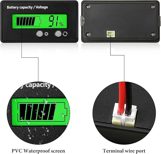 Frienda 2 Pieces Dc 12v 24v 36v 48v 60v 72v 84v Golf Cart Battery Meter - Image 4