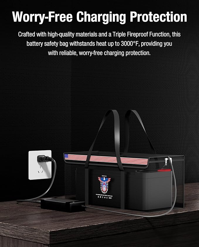 12V 200Ah LiFePO4 Lithium Battery Fireproof Safe Bag, Large Capacity - Image 5