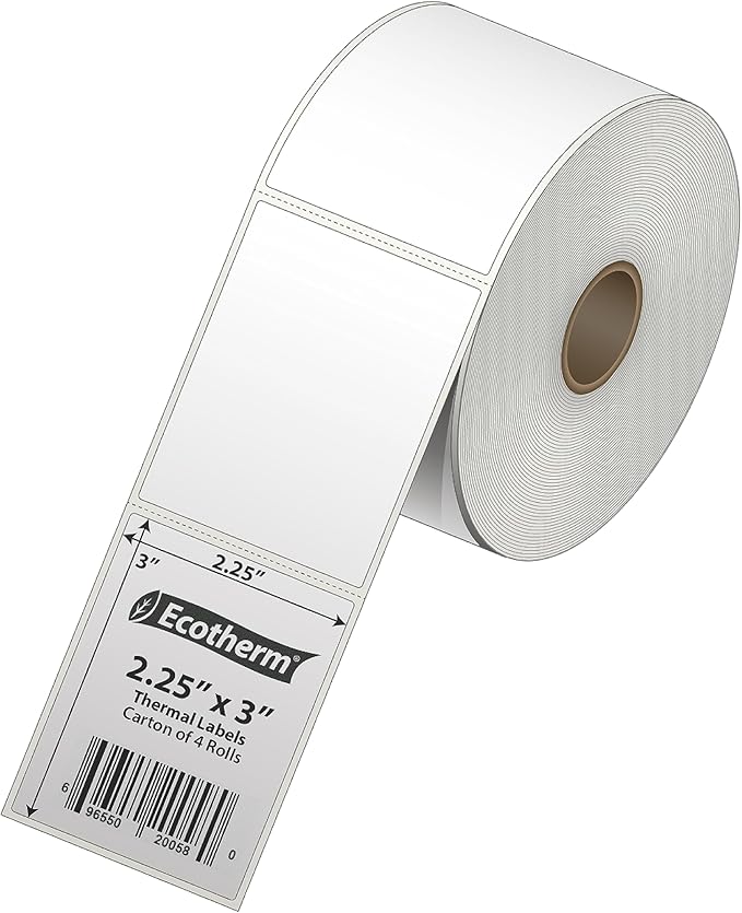 2.25" x 3" Thermal Labels | 4 Rolls | 2100 Labels | fits Zebra, Offnova Thermal - Image 2
