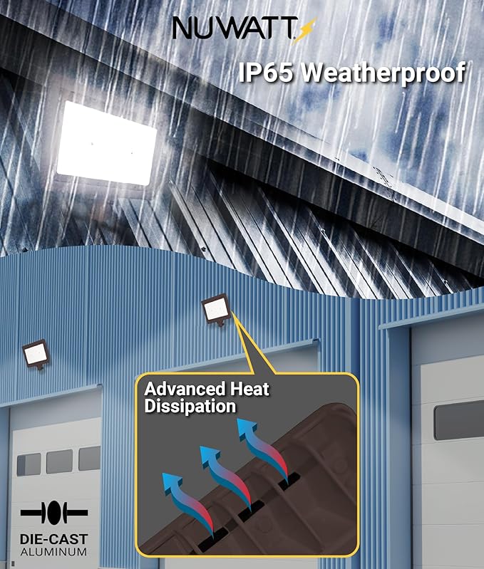 NUWATT 30W LED Flood Light, 3CCT 3000K/4000K/5000K Selectable, IP65 Waterproof - Image 3