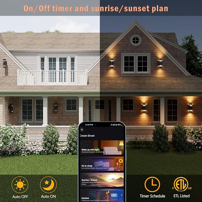 Smart WiFi Outdoor Wall Lights Exterior 2 Pack, Up and Down Porch Lights - Image 4