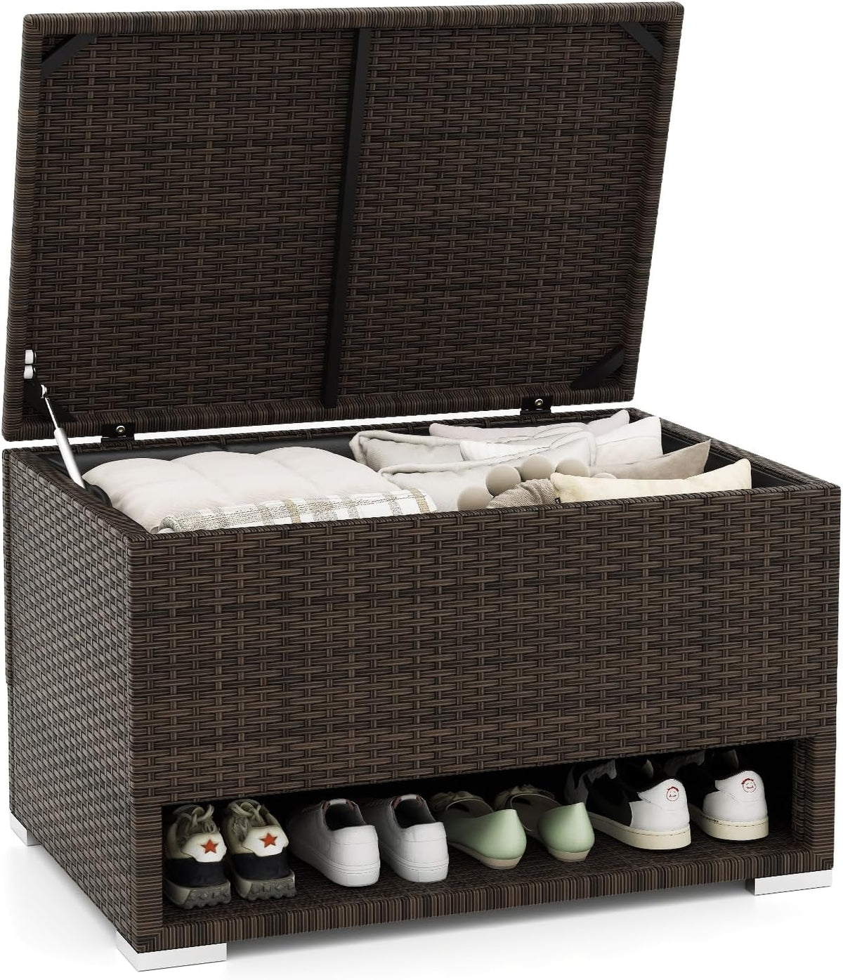 tangkula 48 gallon rattan outdoor storage box with, main product view