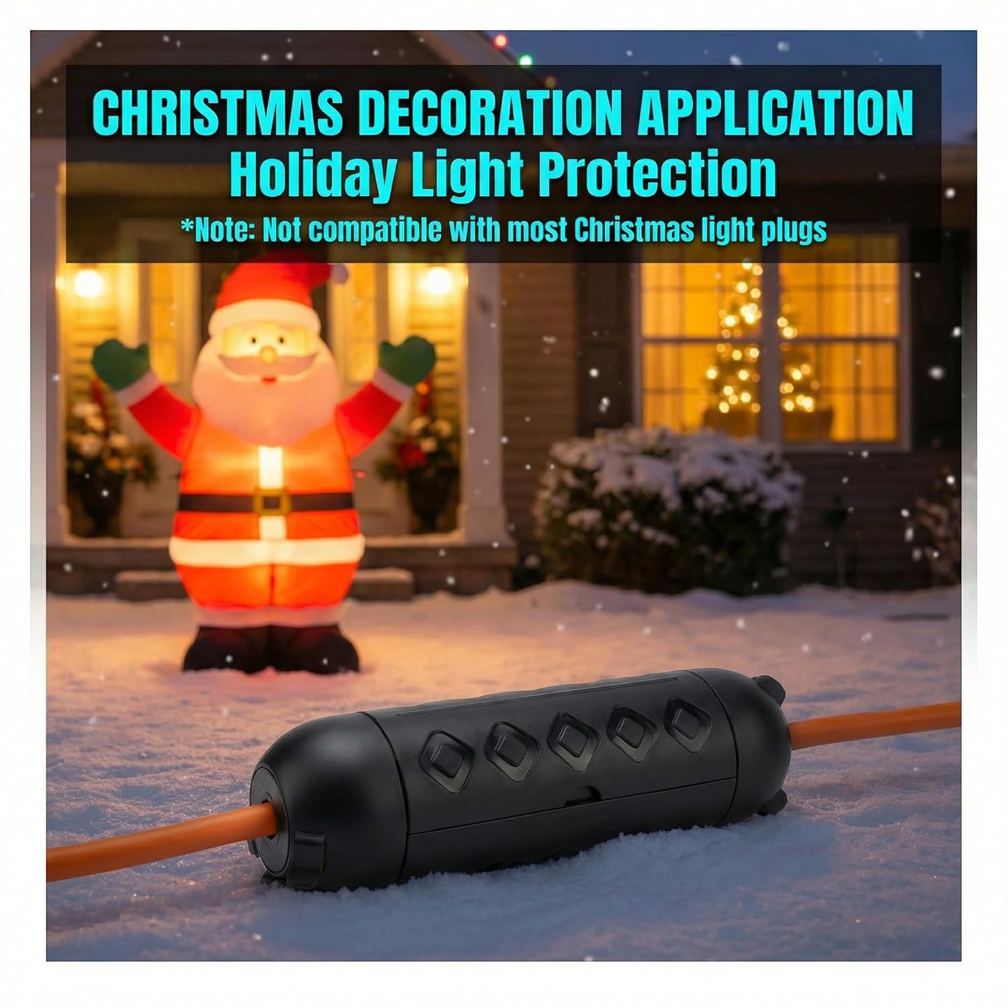 2 Pack Outdoor Extension Cord Cover IP44 Waterproof Safety Cover | Protects Outdoor Plugs from Rain, Snow, and Dust, Ideal for Christmas Lights, Garden Tools, and Holiday Decorations