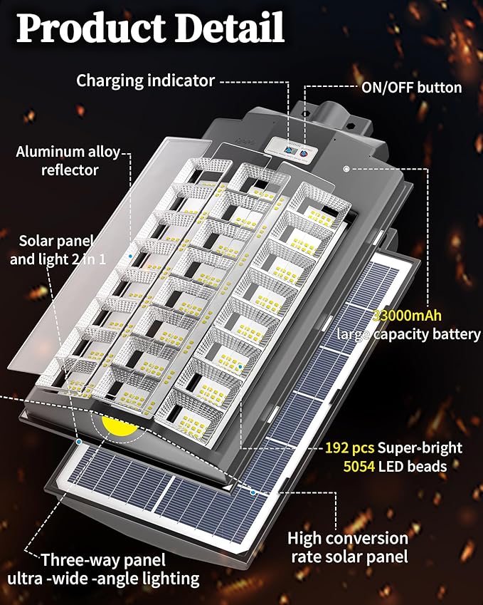 Gefolly SL-8600W Solar Street Light Outdoor, Wide Angle 680000LM Commercial - Image 5