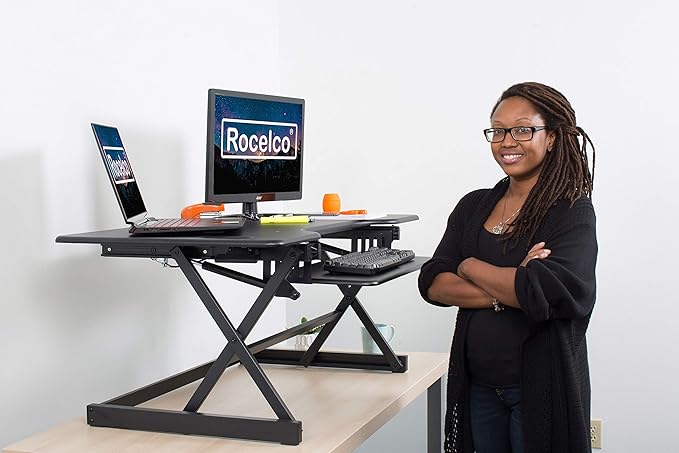 Rocelco 46" Large Height Adjustable Standing Desk Converter - Image 6