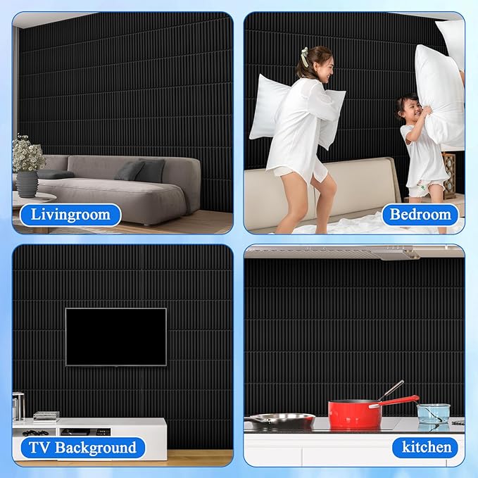 Nuanchu 60 Pcs 3D Slat Wall Panels 12 x 12 Inch PVC Fluted Textured Panel - Image 6