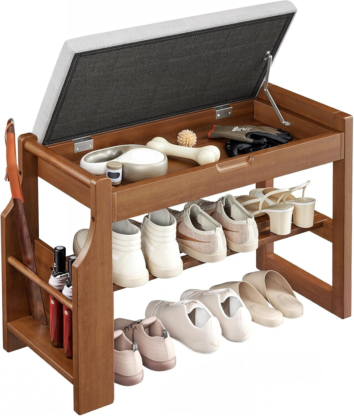 pipishell 26" pine wood shoe bench entryway with, main product view