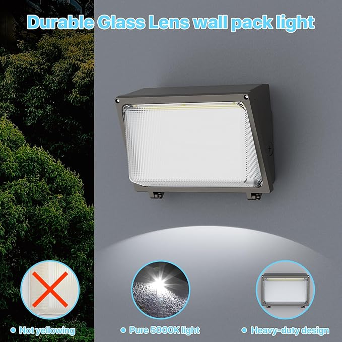 HYPERLITE LED Wall Pack Light: 120W Glass Lens LED Wall Packs Outside Lighting - Image 2