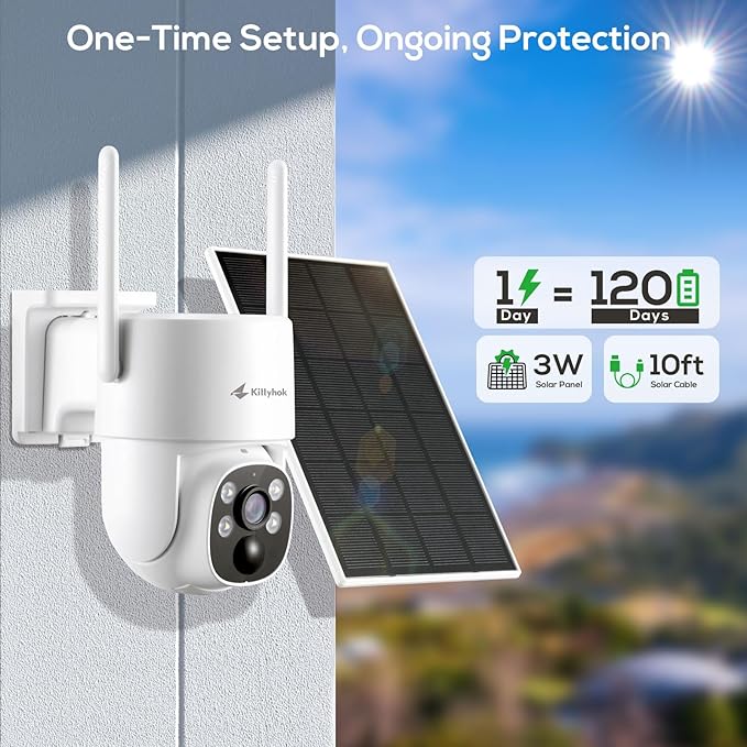 Kittyhok Solar Security Cameras Wireless Outdoor, 360° Pan & Tilt Home Security - Image 3