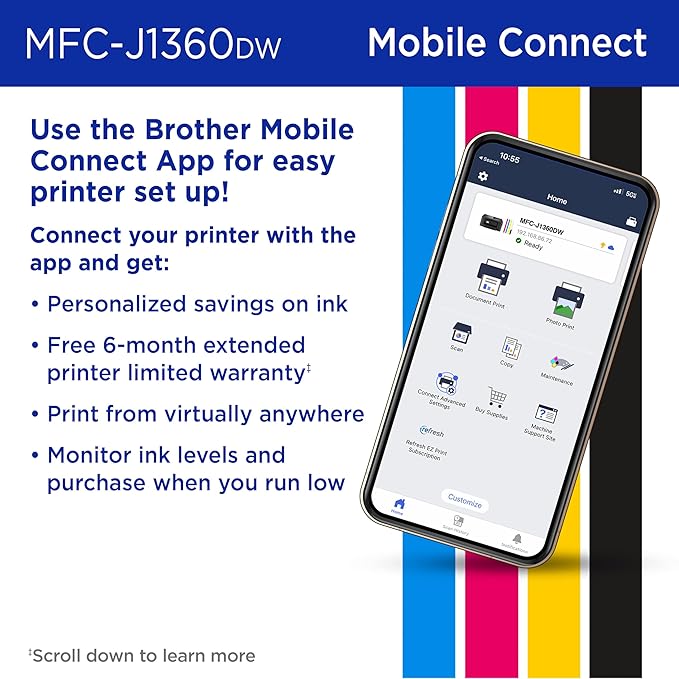 Brother Work Smart 1360 Wireless Color Inkjet All-in-One Printer - Image 5