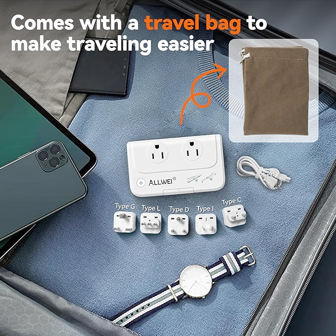 ALLWEI International Travel Adapter 220V to 110V Power Voltage Converter - Image 6