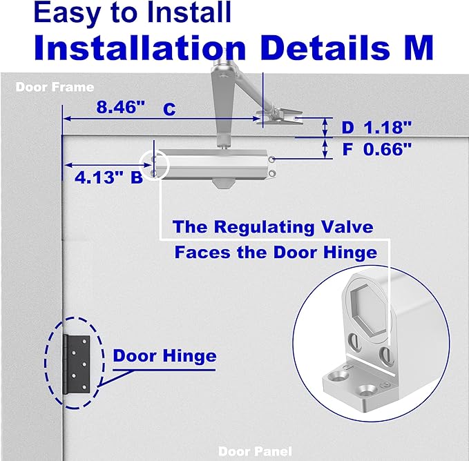 Jayseon Automatic Door Closer for Home & Commercial Door Closer, Fits 99~143 lb - Image 5
