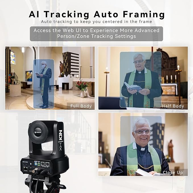 TONGVEO NDI AI Auto-Tracking IP PTZ Camera SDI/HDMI/USB3.0/LAN PoE 30X Optical - Image 3