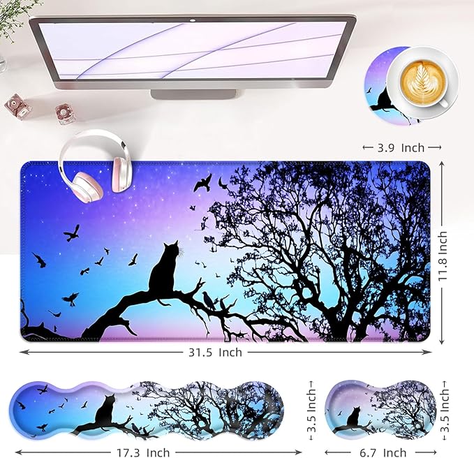 BFUKVOU Large Keyboard Mouse Pad Set, Extended Mouse Pad+Keyboard Wrist Rest - Image 6