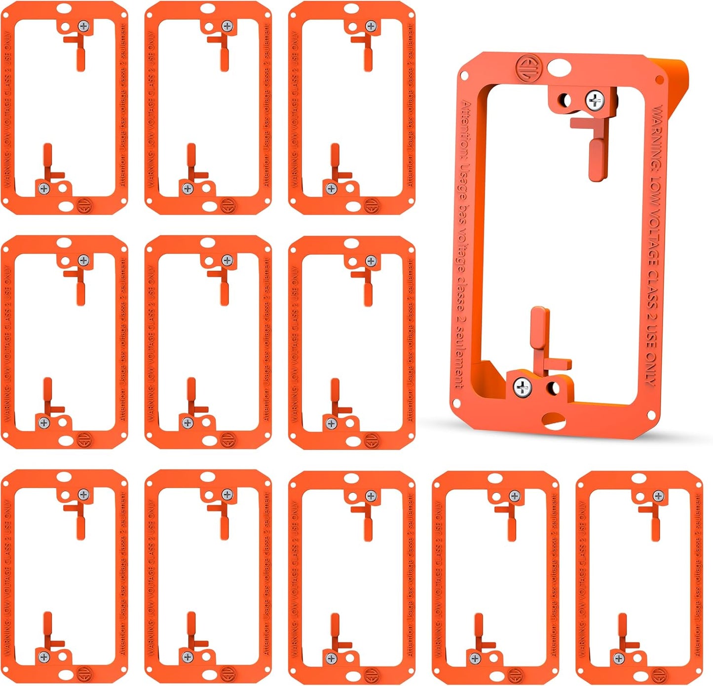 BWP Low Voltage Mounting Bracket 1 Gang, 12 Pack for Single Gang Wall Plate, Telephone Wires, Network Cables, HDMI, Coaxial, Speaker Cables - Low Voltage Box Cable Wall Plate Bracket, Mud Ring